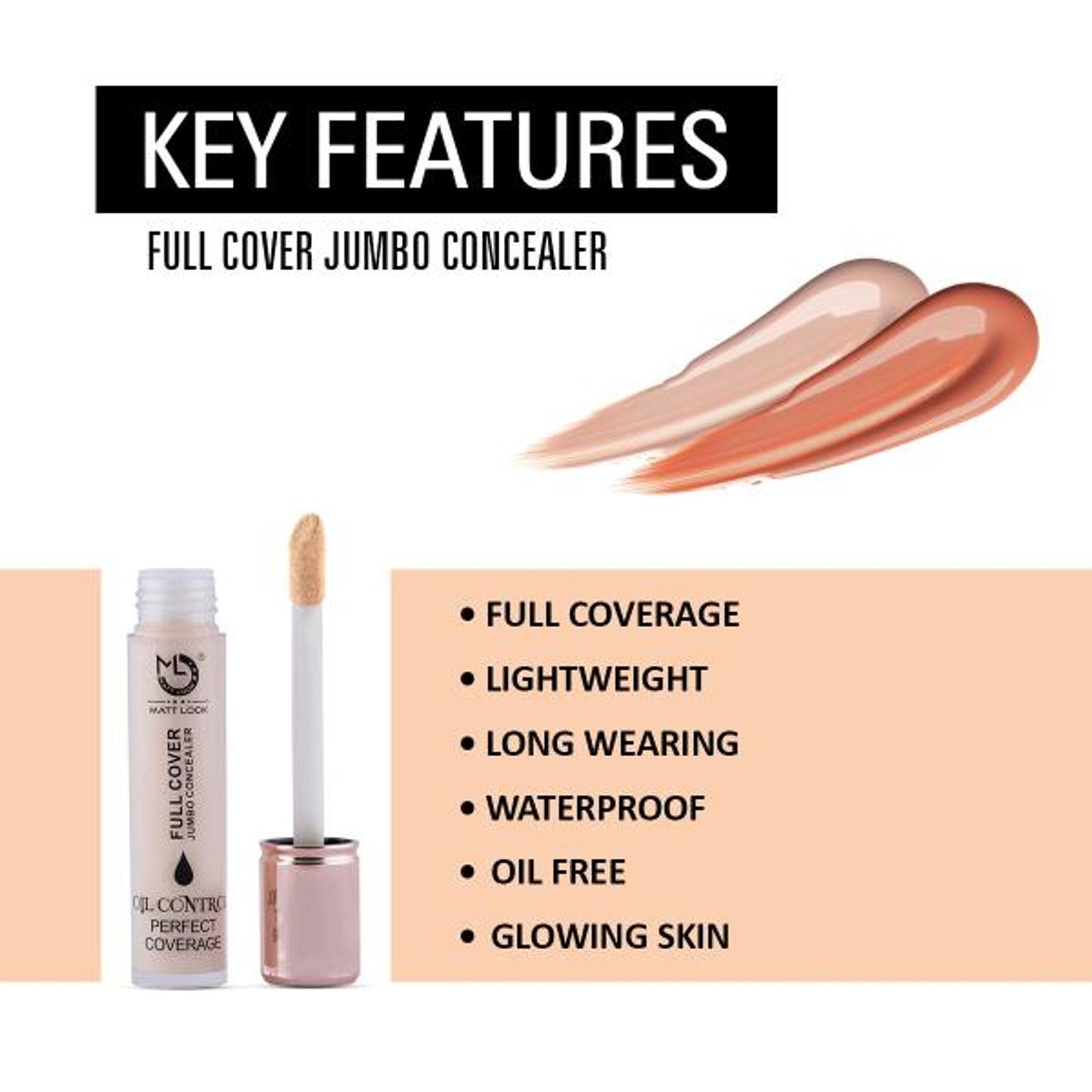 Matt look Full Cover Jumbo Oil Control Perfect Coverage Concealer - Classic Ivory