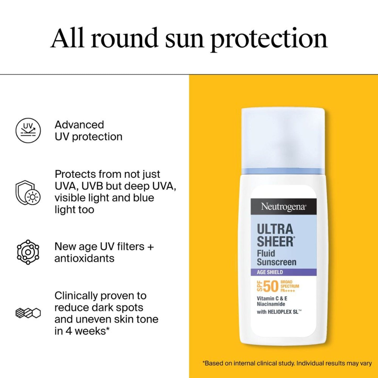 Neutrogena Ultrasheer Age Shield Fluid Face Sunscreen SPF 50+ PA++++