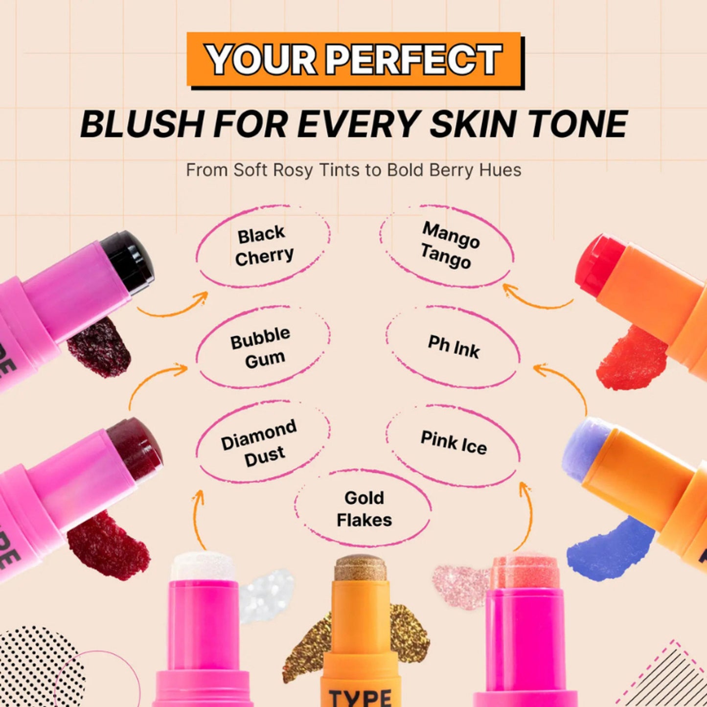 Type Beauty Get Even Hydra Jelly Tint with Vitamin C For Cheeks, Lips and Eyes - PH Ink 87