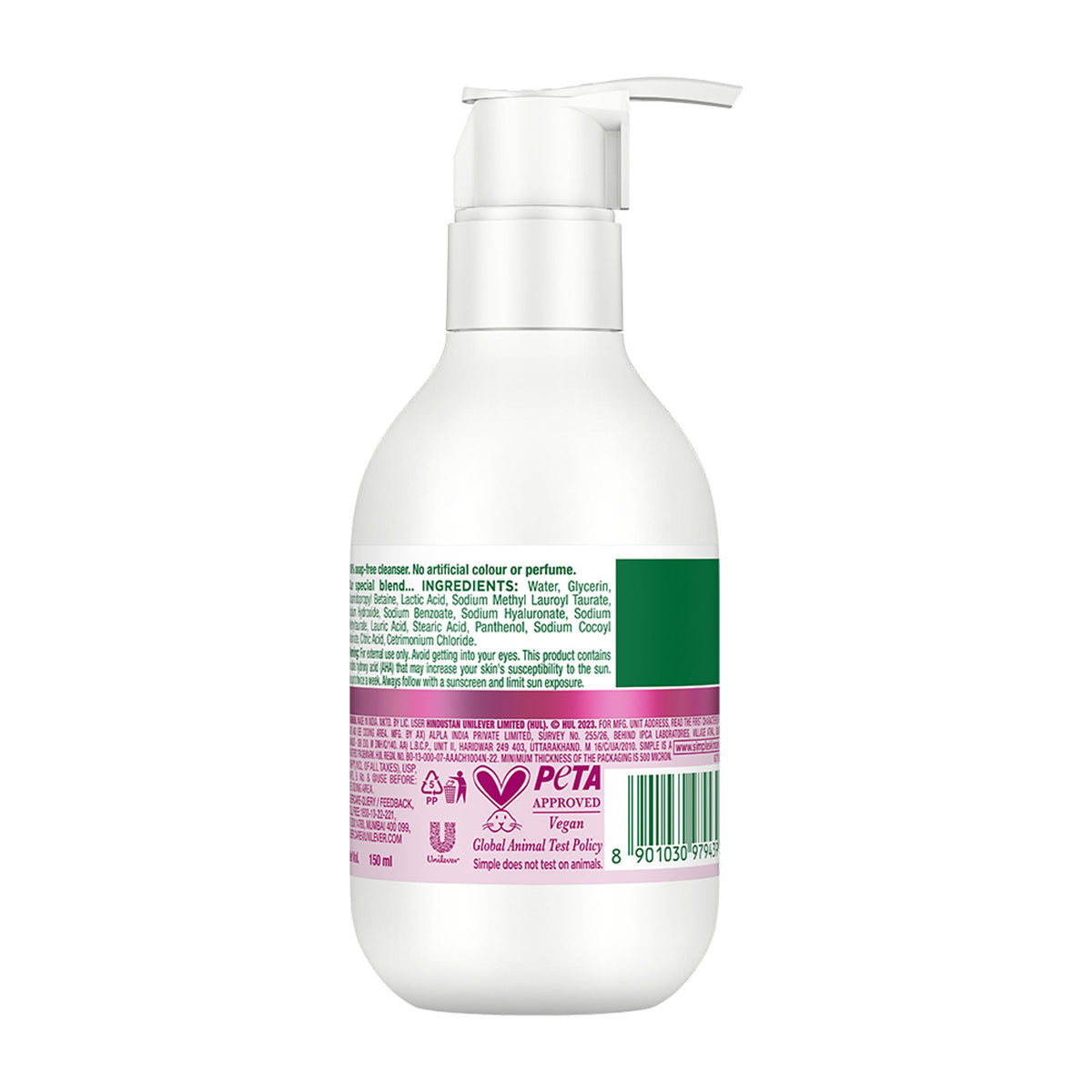 SIMPLE Active Skin Barrier Care with 5% AHA, Gel Cleanser for Gentle Exfoliation
