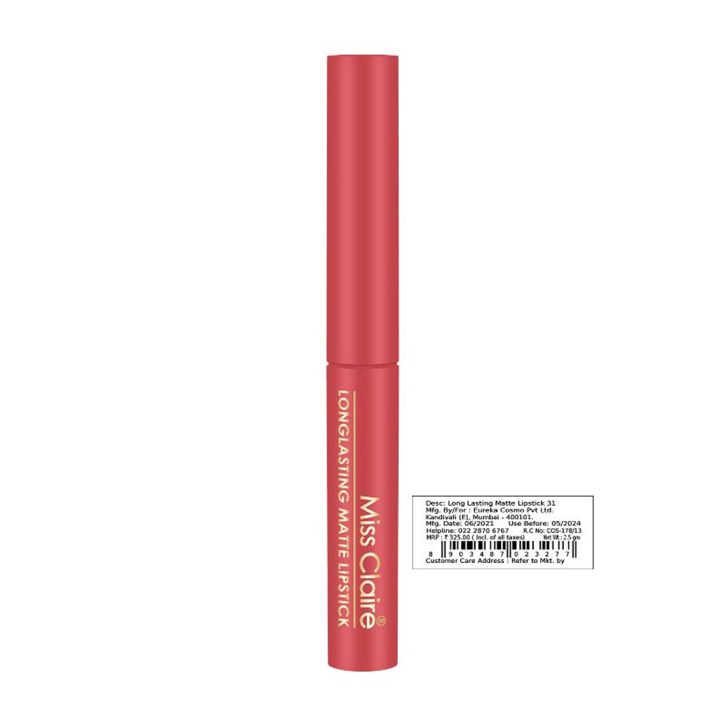 Miss Claire Long Lasting Matte Lipstick - 31 Solid Red