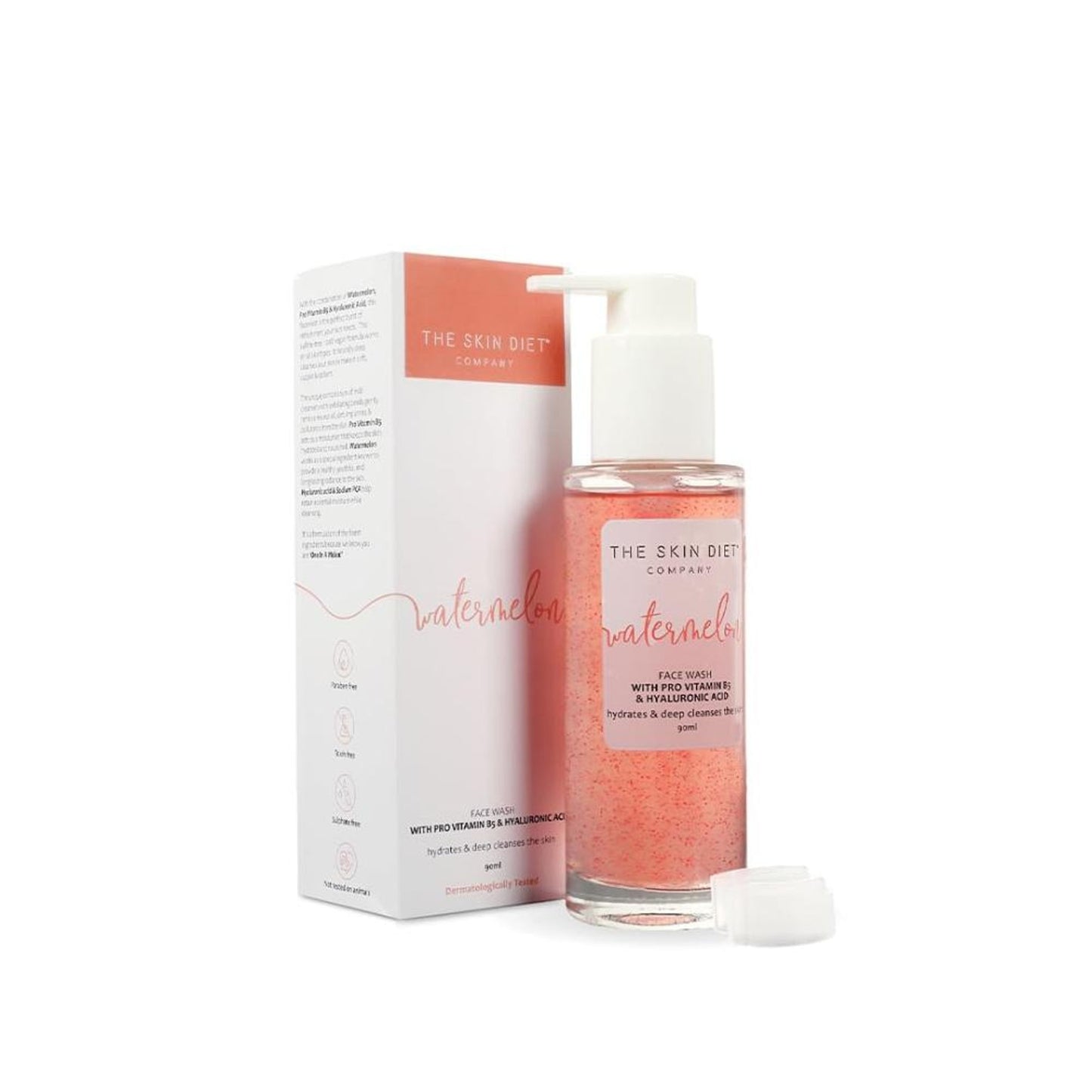 The Skin Diet Company Watermelon Face Wash - Dull, Dry & Oily Skin, HA, Salycylic Acid, Vitamin B