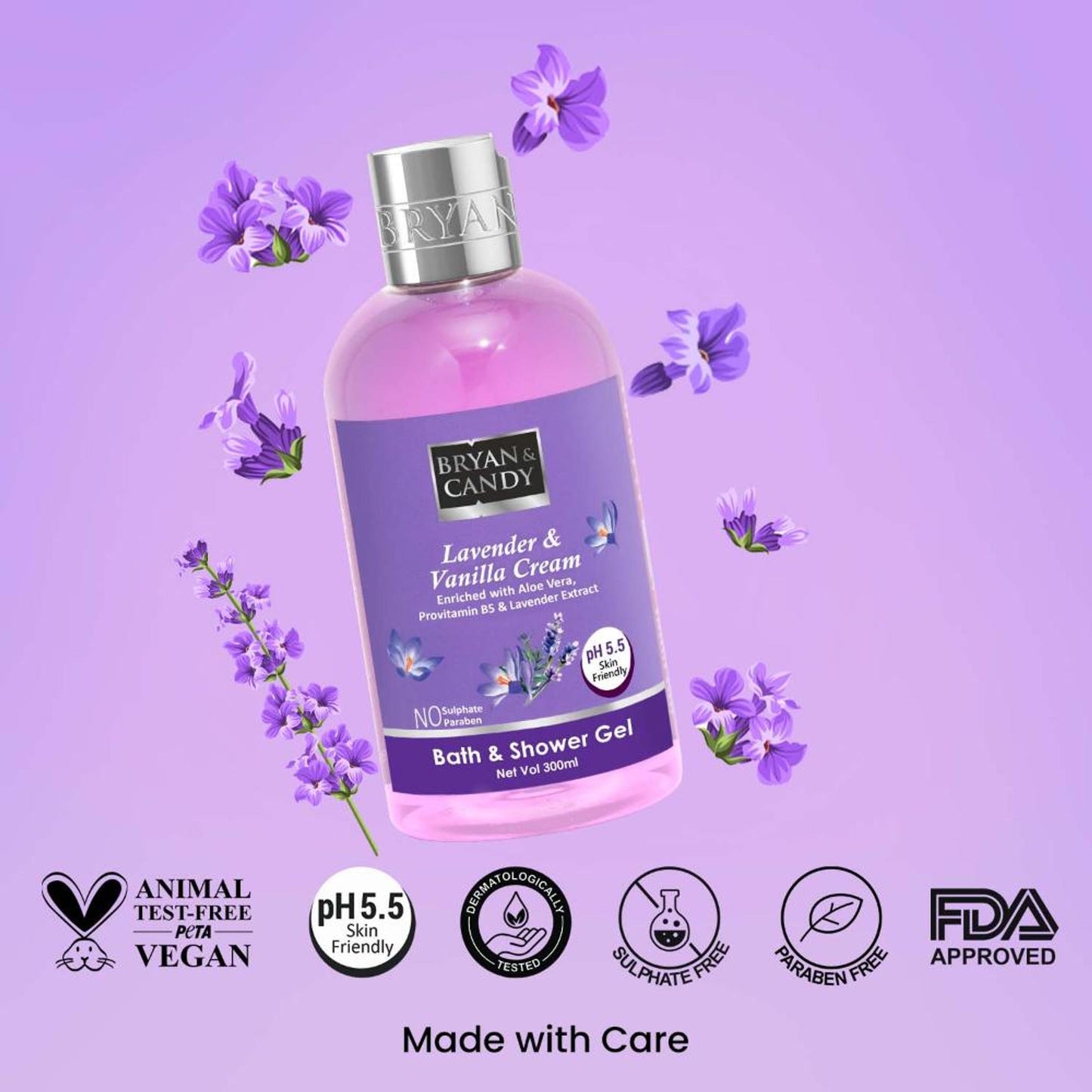BRYAN & CANDY Lavender& Vanilla Cream Bath & Shower Gel