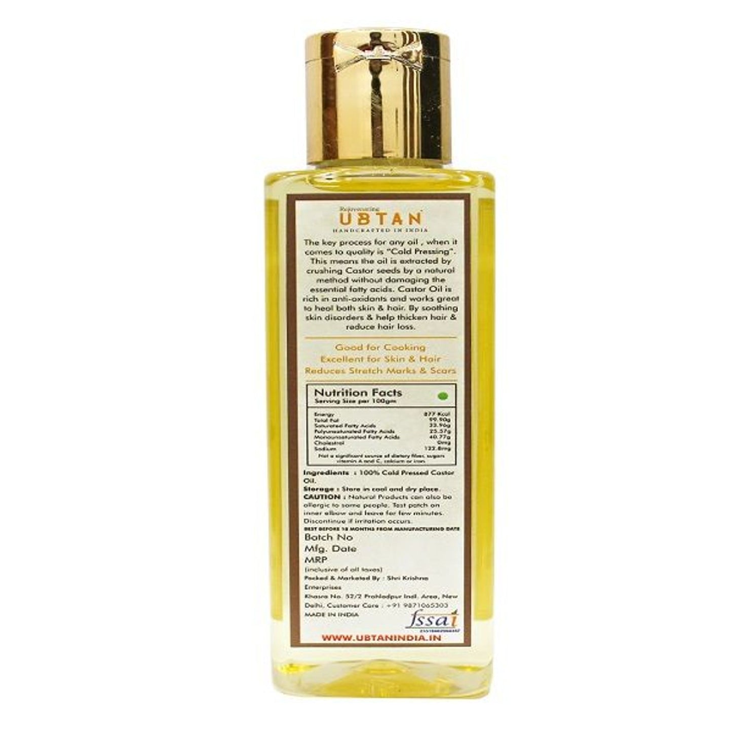 Rejuvenating UBTAN Cold Pressed Castor Oil