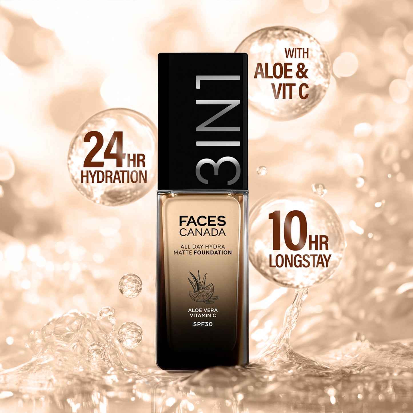 Faces Canada 3 In 1 All Day Hydra Matte Foundation - Rose Ivory 011