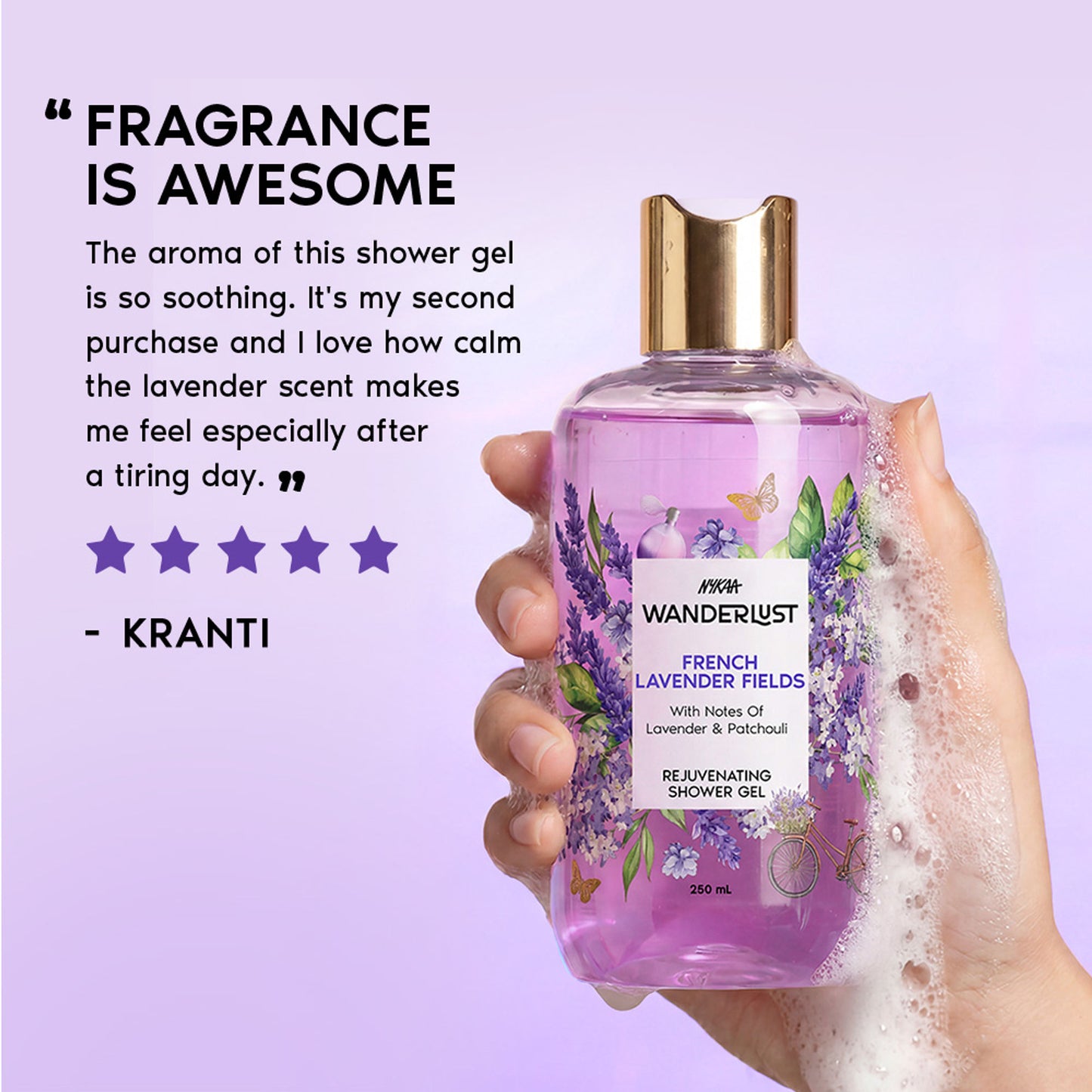 Nykaa Wanderlust Perfume Shower Gel - Hydrating, Relaxing & Cleansing - French Lavender
