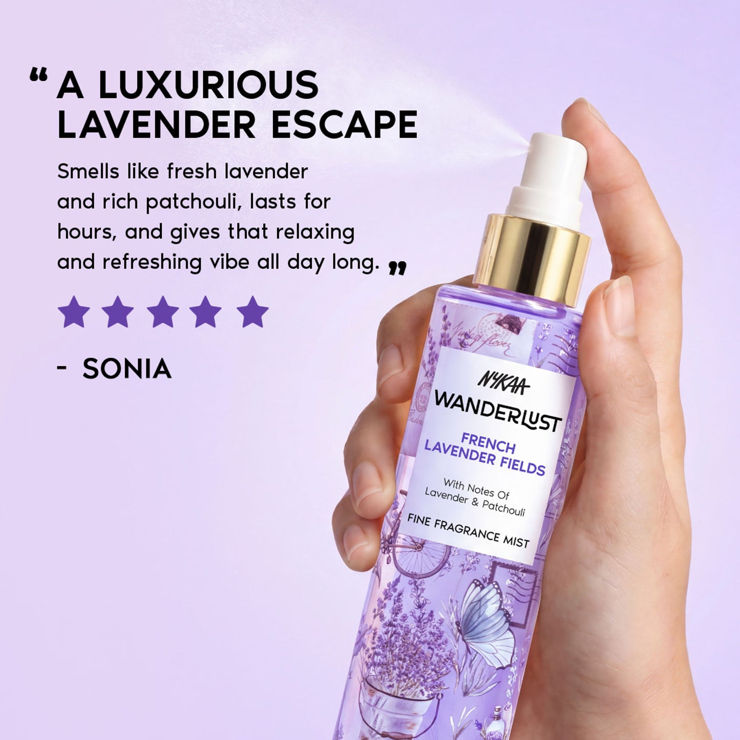 Nykaa Wanderlust 2-in-1 Body & Hair Perfume Mist Long Lasting Fragrance - Upto 8 hours - French Lavender