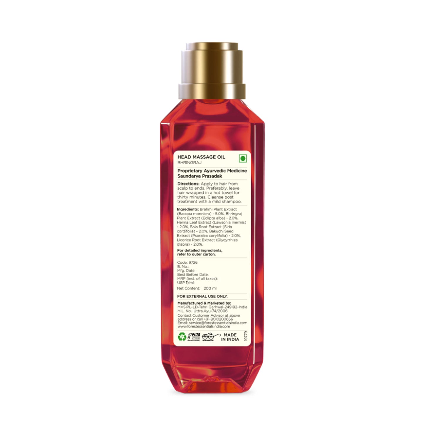Forest Essentials Ayurvedic Bhringraj Herb Enriched Head Massage Hair Oil