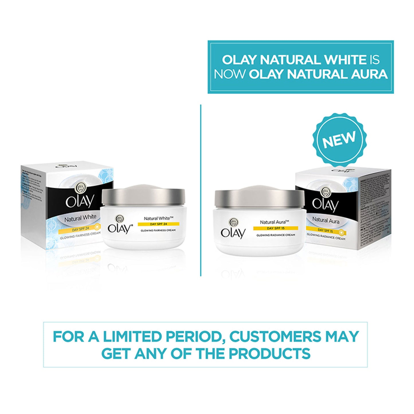 Olay Natural Aura Day Cream With SPF 15, Glowing Radiance Cream With Niacinamide, Vitamin Pro B5, E