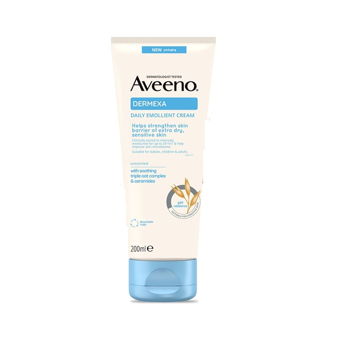 Aveeno Dermexa Daily Emollient Cream | Oat + Ceramide Face & Body Moisturizer for Dry Sensitive Skin