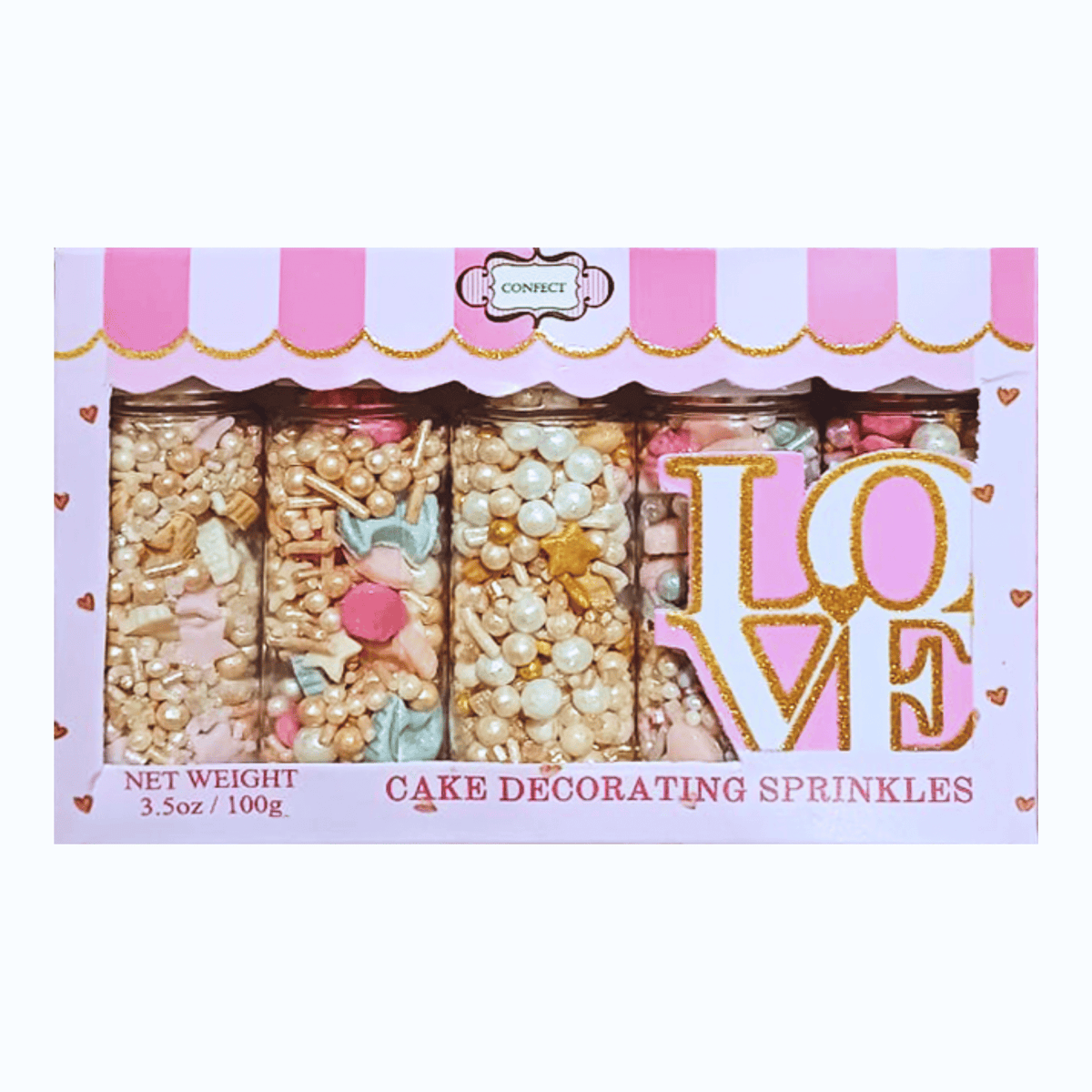 Confect Girls Baby Shower Sprinkles | Mix Heart, Teddy, Baby Feed Bottle & Baby Feet Sprinkles