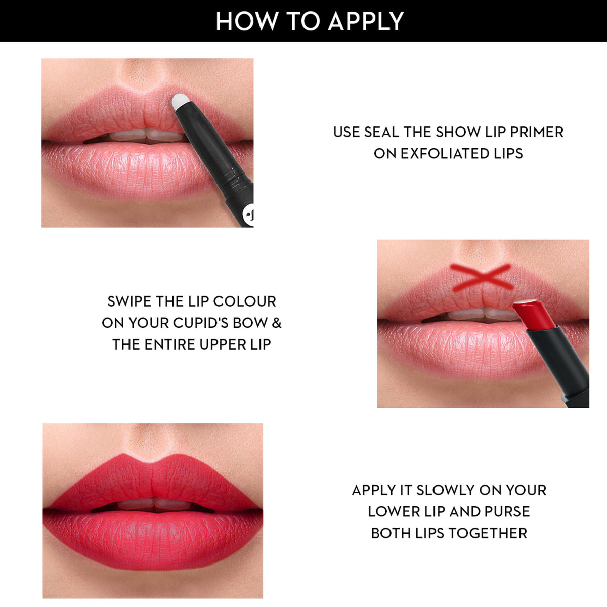SUGAR Nothing Else Matter Longwear Lipstick in shade 09 Royal Redding, dark red lipstick applied on lips.