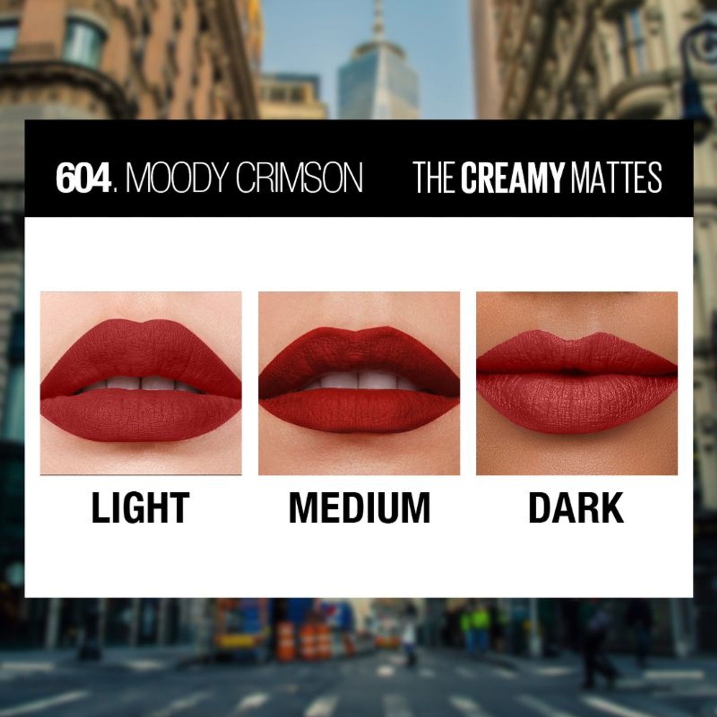 Maybelline Color Sensational Creamy Matte Lipstick, 12H Formula - 640 Red Liberation - Moody Crimson