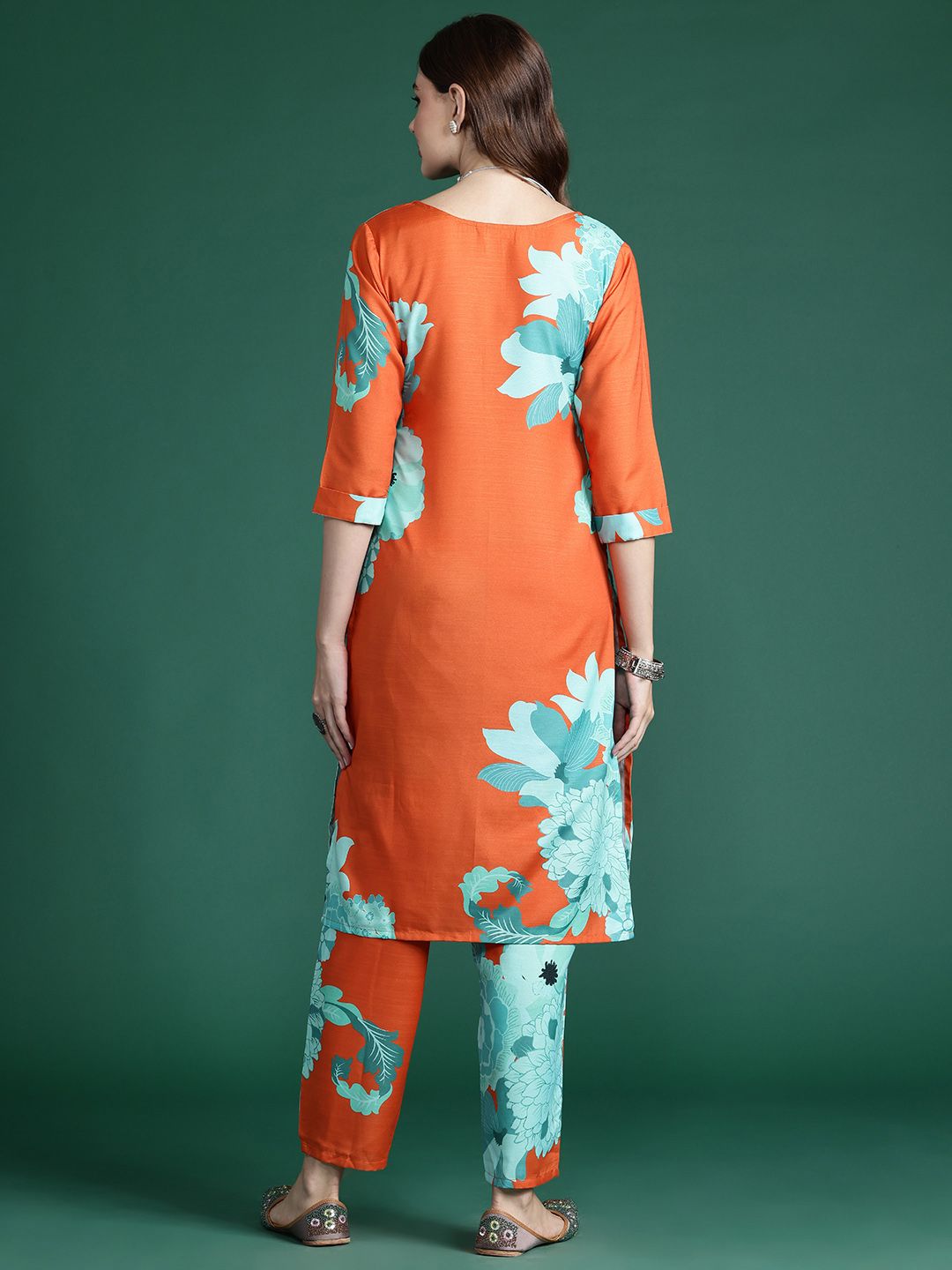 Indyancart IE Floral Printed Kurta with Trousers