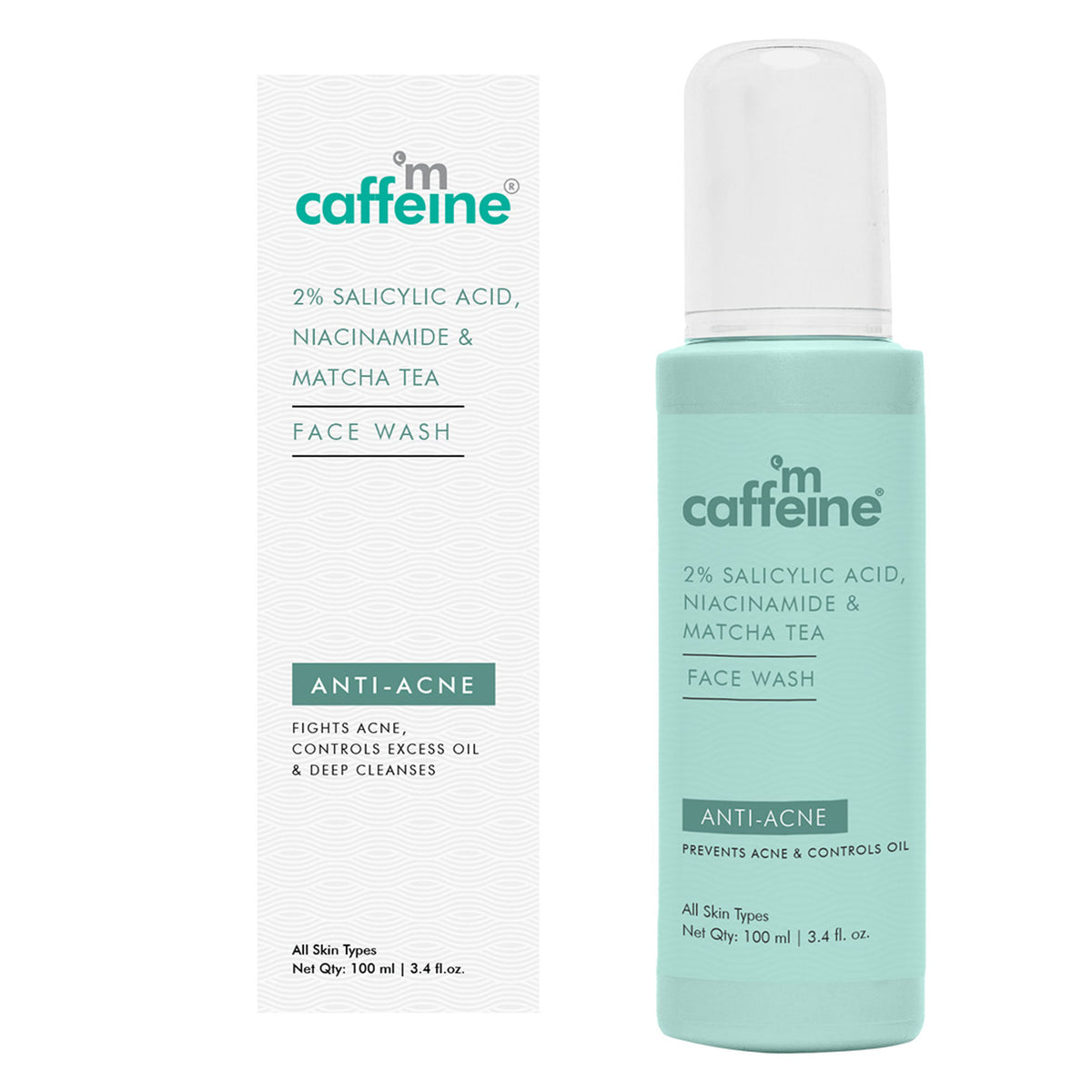 MCaffeine 2% Salicylic Acid Anti Acne Face Wash With Niacinamide & Matcha Tea, For Oil Control
