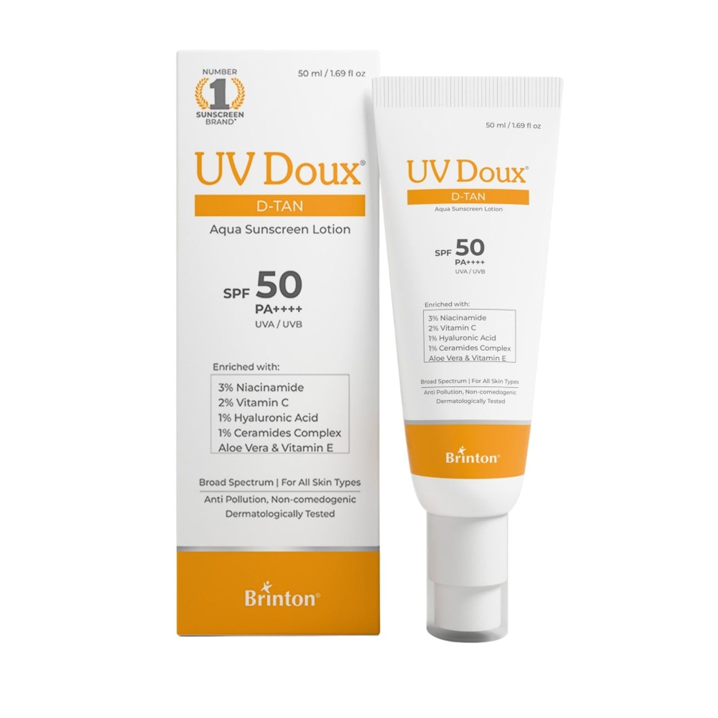 Brinton UV Doux D-Tan Aqua Sunscreen Lotion SPF 50 PA ++++