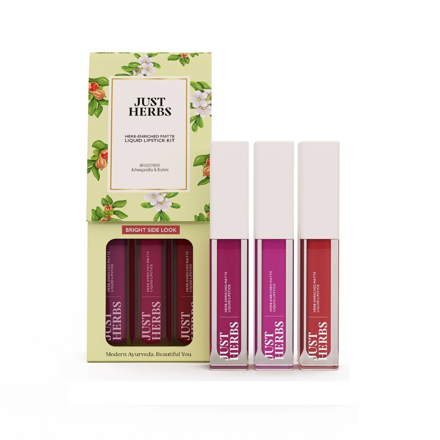 Just Herbs Herb Enriched Matte Liquid Lipstick Set Of 3 - Bright Look