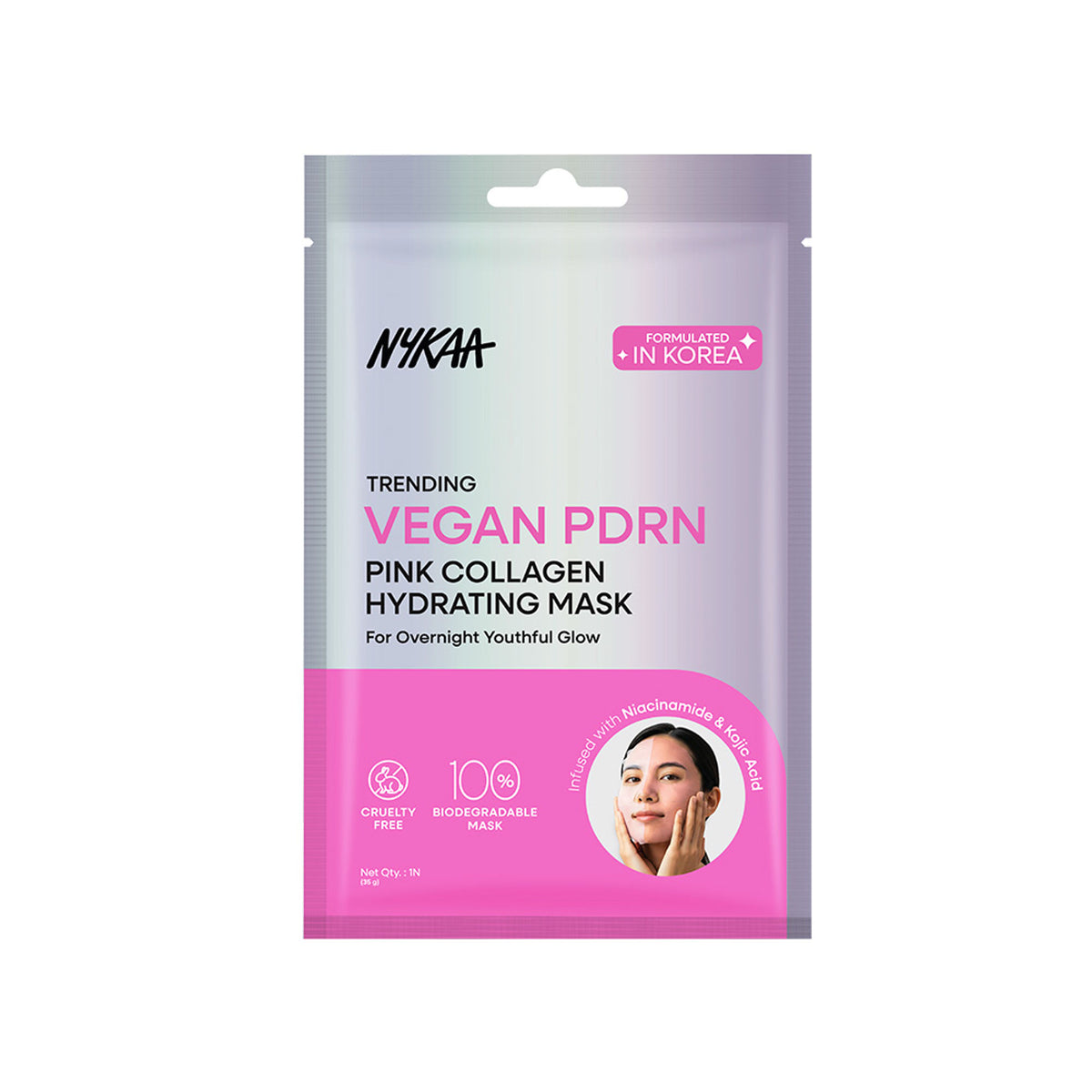Nykaa Skin Vegan Pdrn Pink Collagen Hydrating Overnight Glow Mask With Niacinamide & Kojic Acid