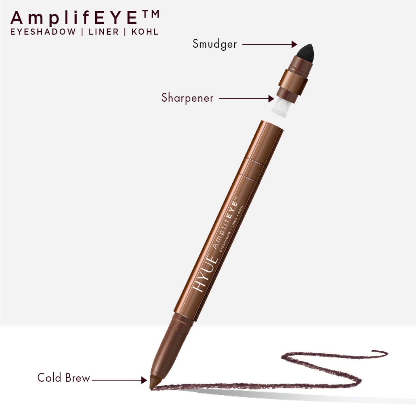 HYUE AmplifEYE 3-in-1 Eye Crayon - Eyeshadow Liner Kohl - Multi-Use - Cold Brew