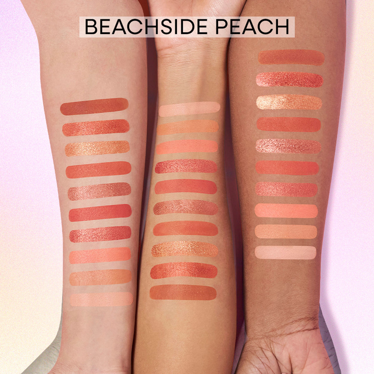 Nykaa Cosmetics Eyes On Me! 10-in-1 Eyeshadow Palette in Beachside Peach with warm peach and coral shades for versatile eye looks.
