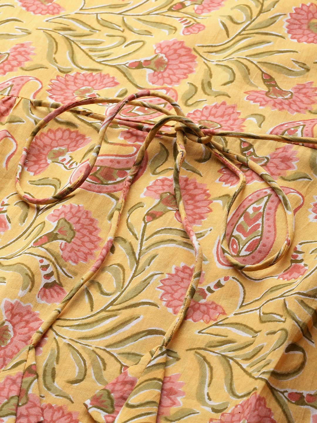 Indyancart IE Floral Printed Pure Cotton Empire Style A-Line Kurta