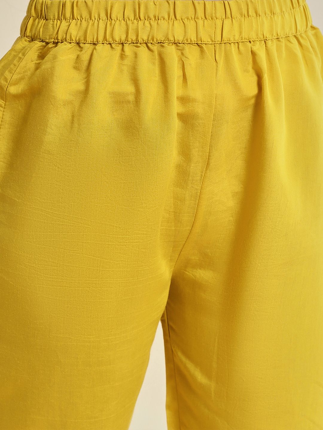 Indyancart VA Women'sYellow Floral Embroidered Sequinned Kurta With Trousers & Dupatta