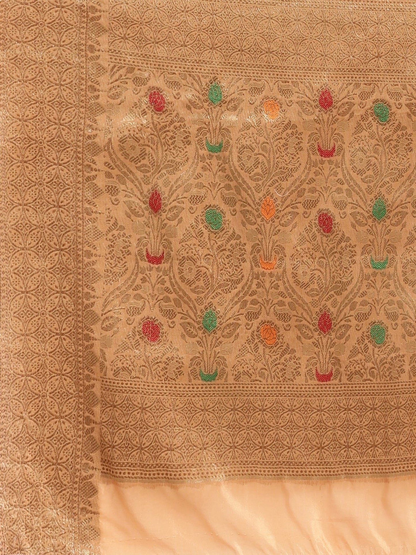 Women's Silk Blend Orange Woven Design Designer Saree With Blouse Piece
