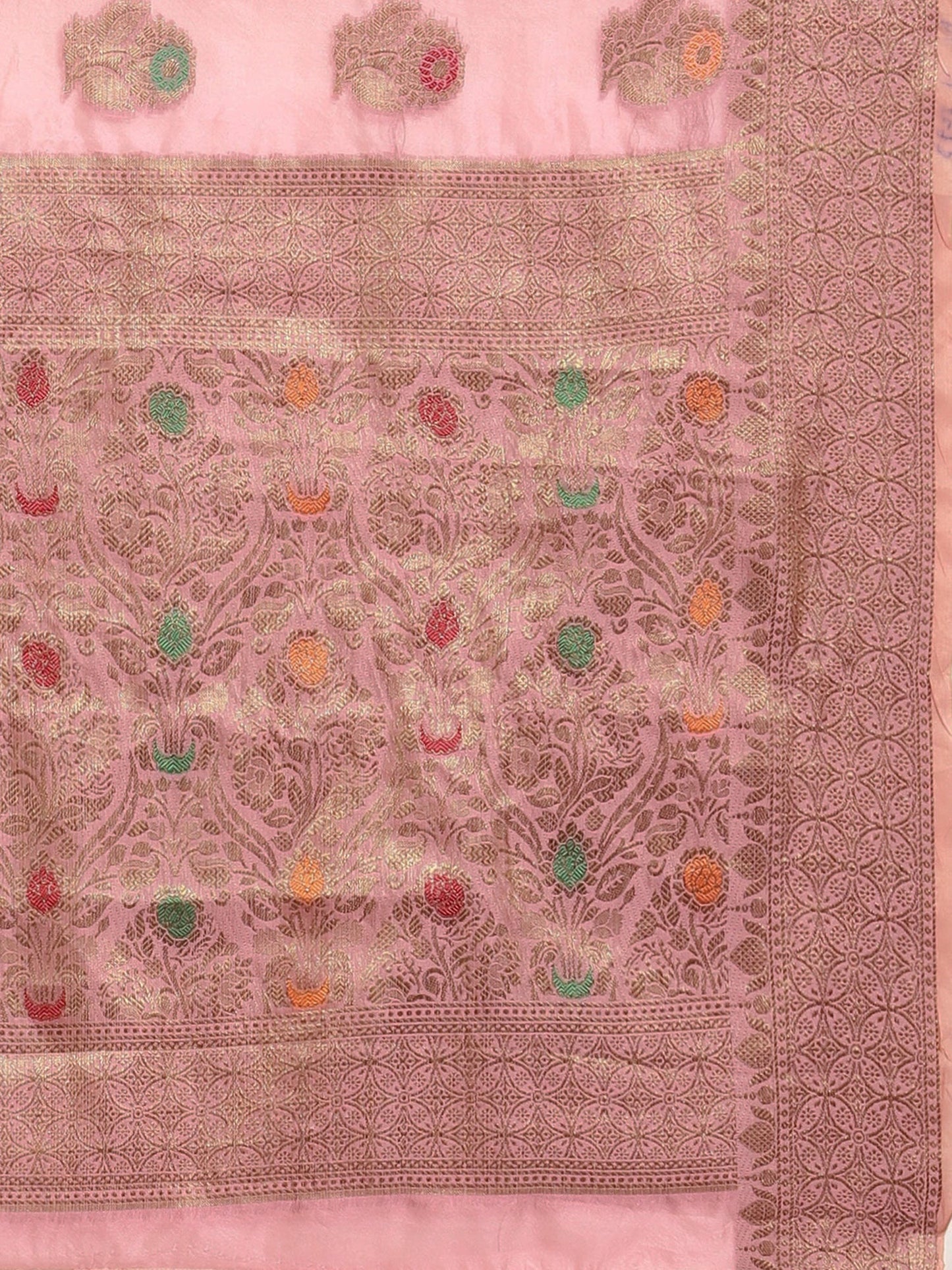 Women's Silk Blend Pink Woven Design Designer Saree With Blouse Piece