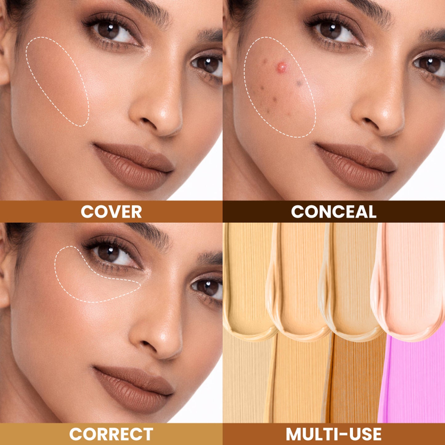 Mila Beauté Perfect Cover Concealer Palette, 8 In 1 Conceal, Correct & Contour - Light