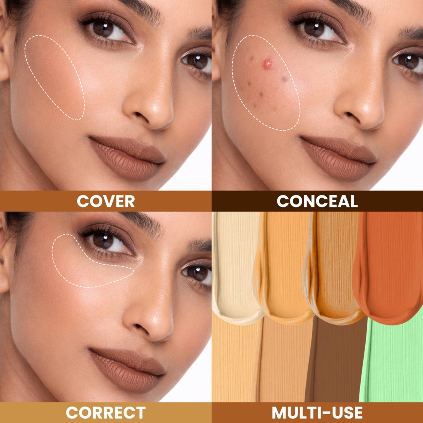 Mila Beauté Perfect Cover Concealer Palette, 8 In 1 Conceal, Correct & Contour - Medium