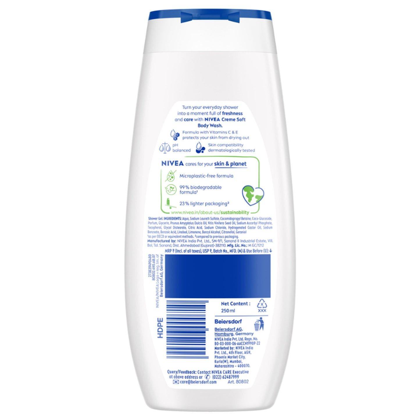 NIVEA Body Wash- Creme Soft Naturally Clean & Healthy Skin Natural Almond Oil