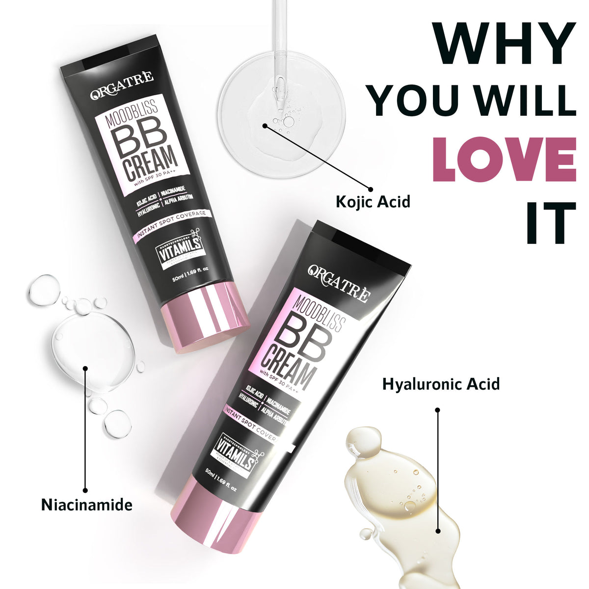 Orgatre Moodbliss BB Cream Instant Spot Coverage Light Makeup Glow With SPF 30 PA++ - Light Breeze-138