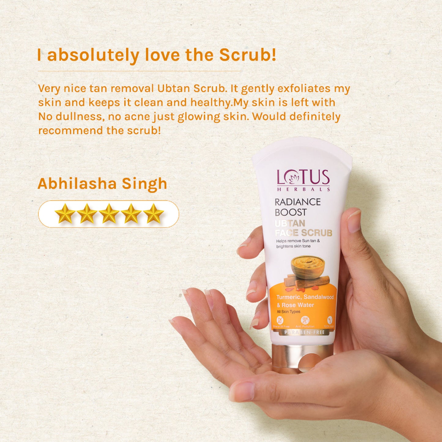Lotus Herbals Radiance Boost Ubtan Face Scrub ,Turmeric, Sandalwood & Rose Water ,Glowing Skin
