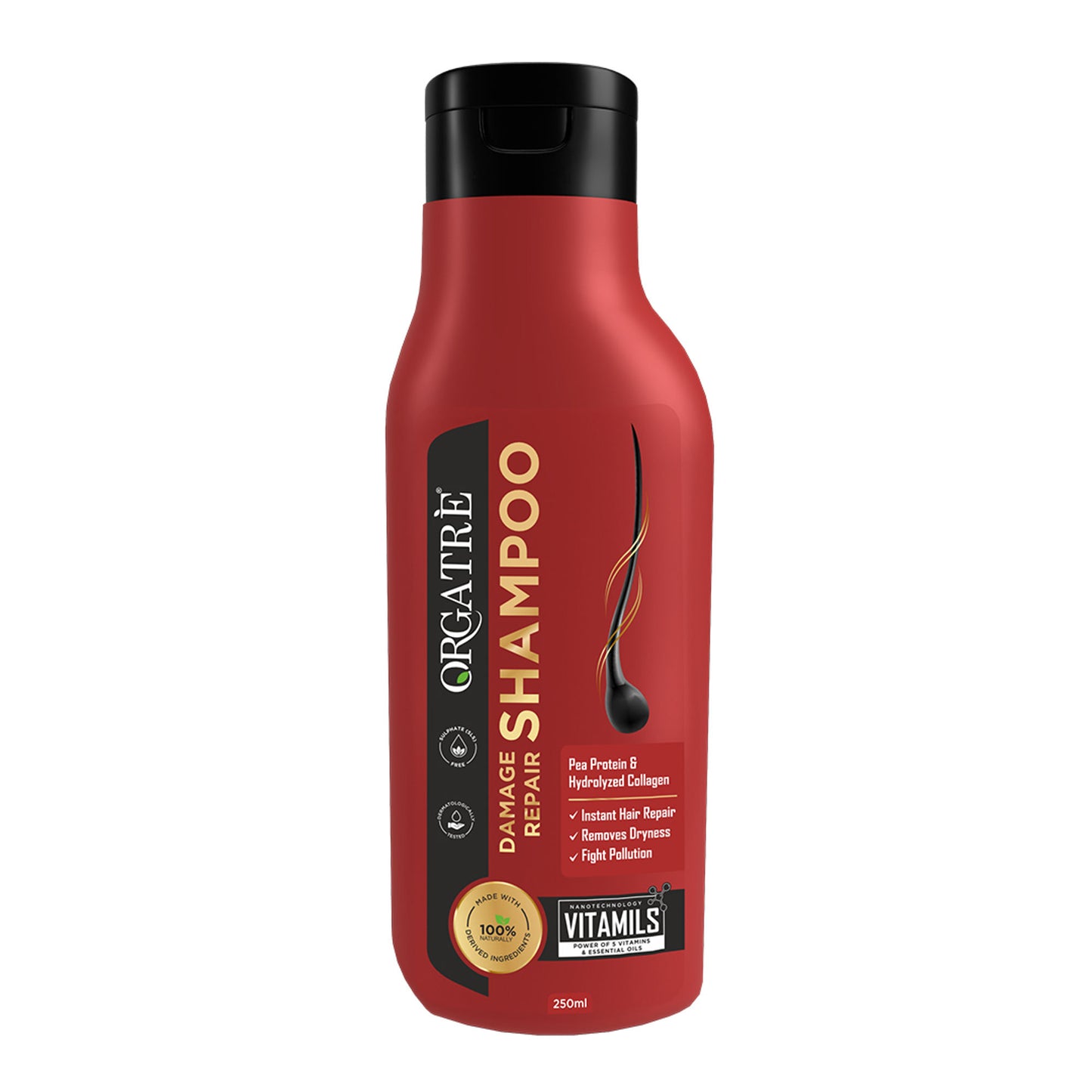 Orgatre Damage Repair Shampoo With Protein And Hydrolyzed Collagen, Paraben & Sulphate Free