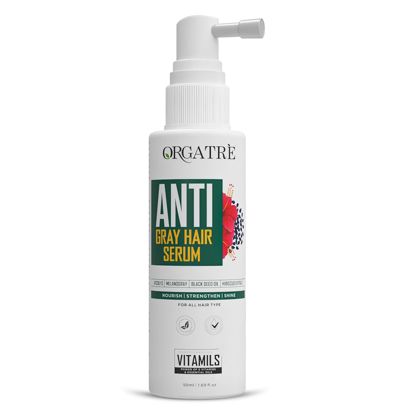Orgatre Anti Gray Hair Serum With Biotin, Black Seed Oil & Hibiscus Extract