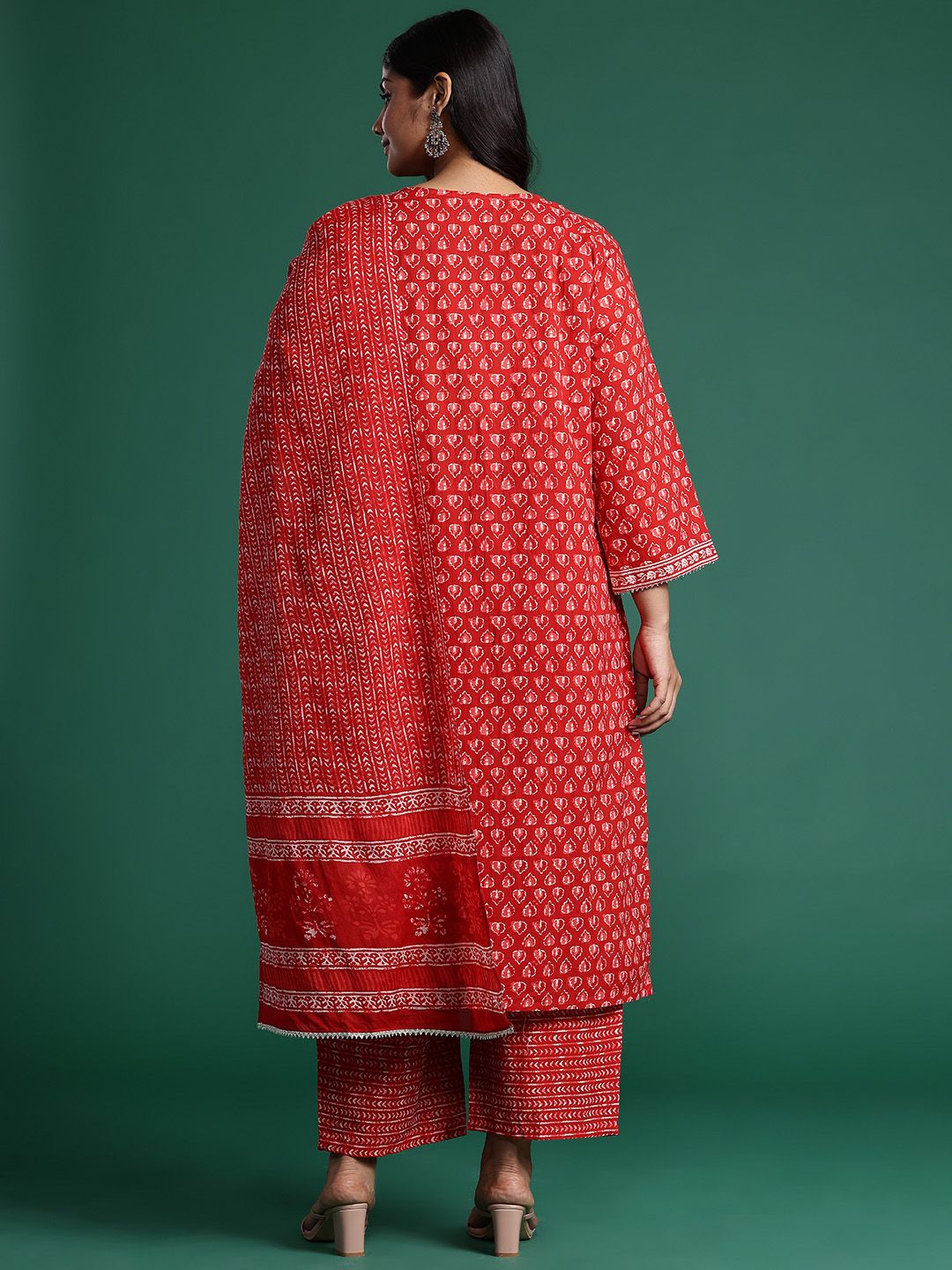 Indyancart IE Ethnic Motifs Printed Kurta with Trousers & Dupatta