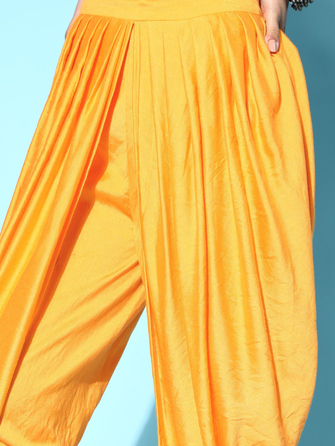 Dhiyona IE Women Yellow Floral Printed Kurta with Dhoti Pants