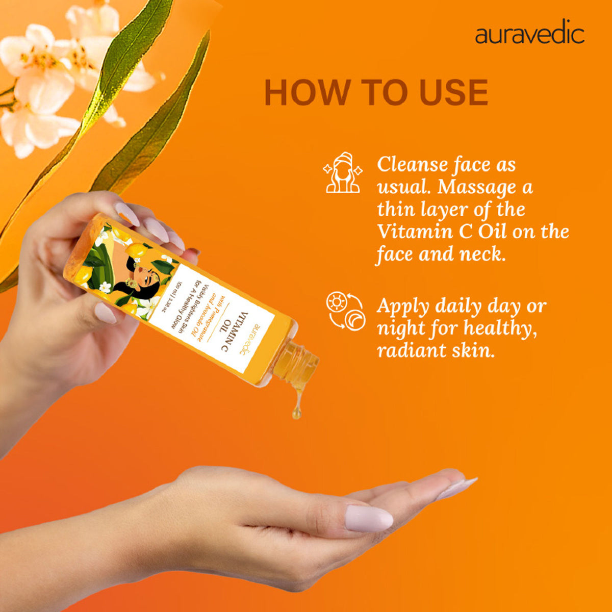 AuraVedic Vitamin C Oil with Vitamin C, Vitamin E Oil, Avocado Oil and Grapeseed Oil