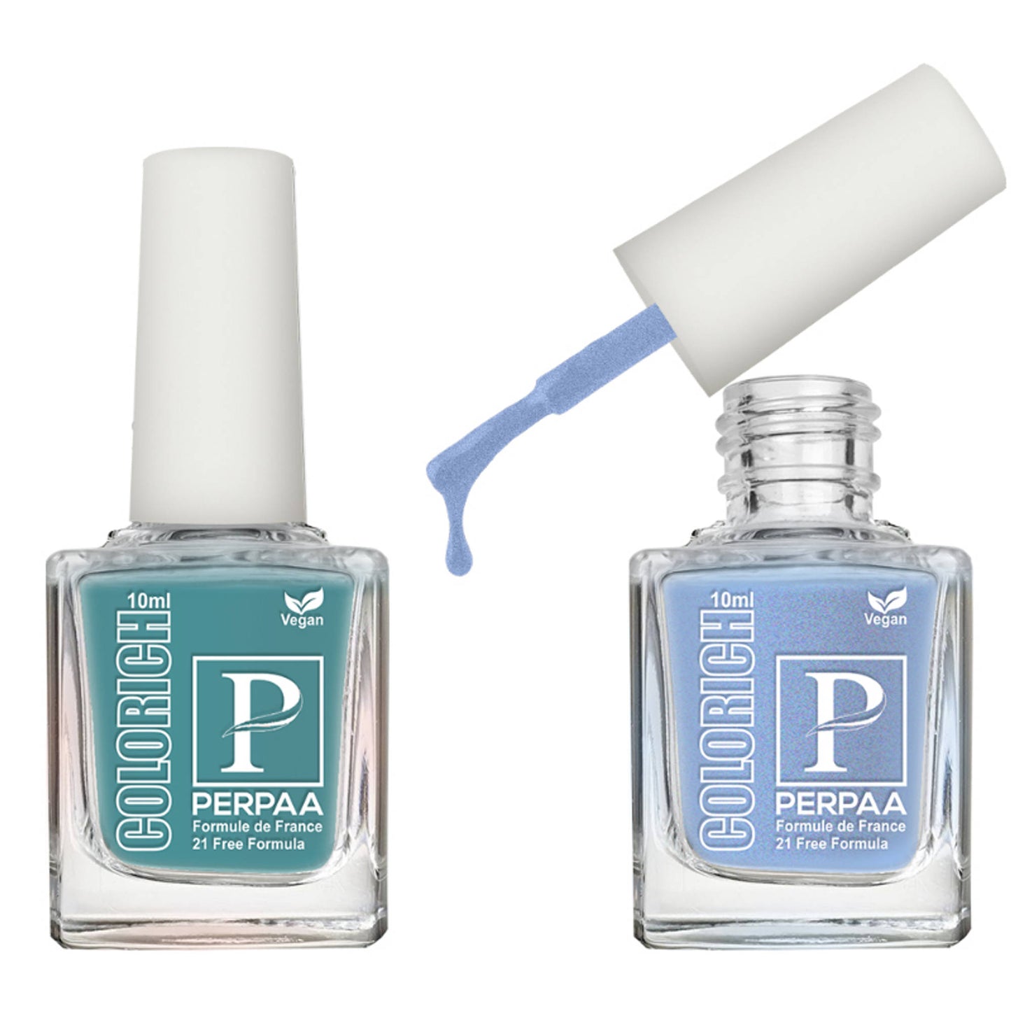 PERPAA Colorich Light Sea Green & Texture Blue Nail Polish - Pack of 2