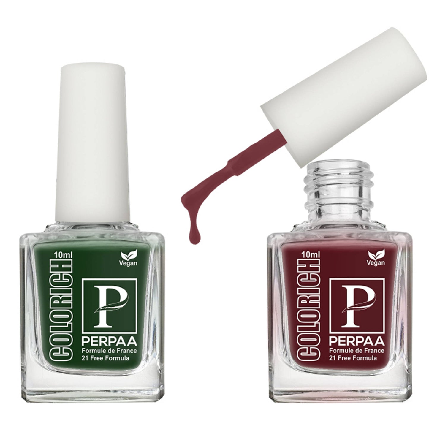 PERPAA Colorich Maroon & Army Green Nail Polish - Pack of 2