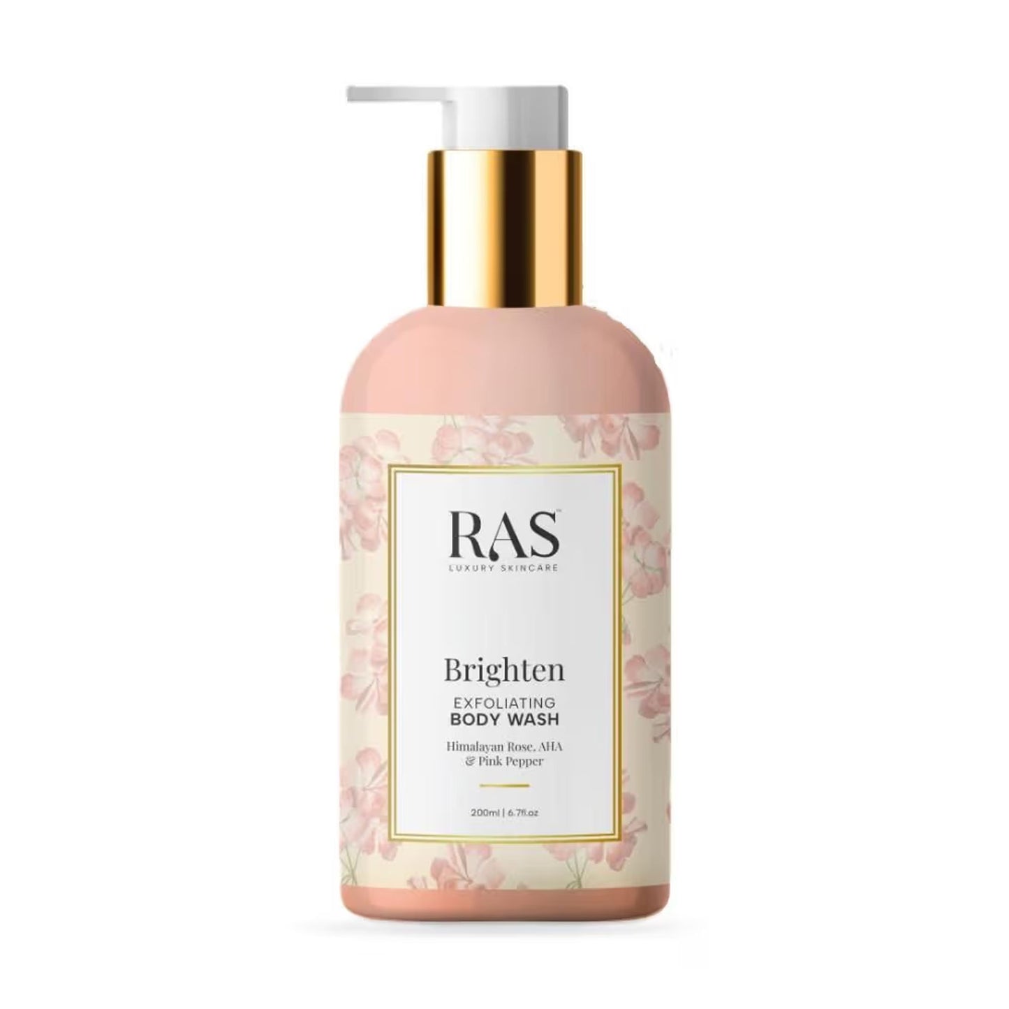 Ras Luxury Oils Brighten Exfoliating Aha Body Wash With Himalyan Rose & Pink Pepper - Sulphate Free