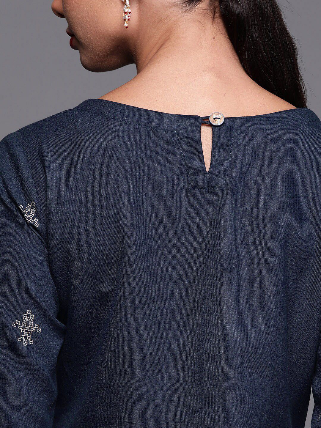 Indyancart IE Women Ethnic Motifs Printed Straight Cotton Kurta