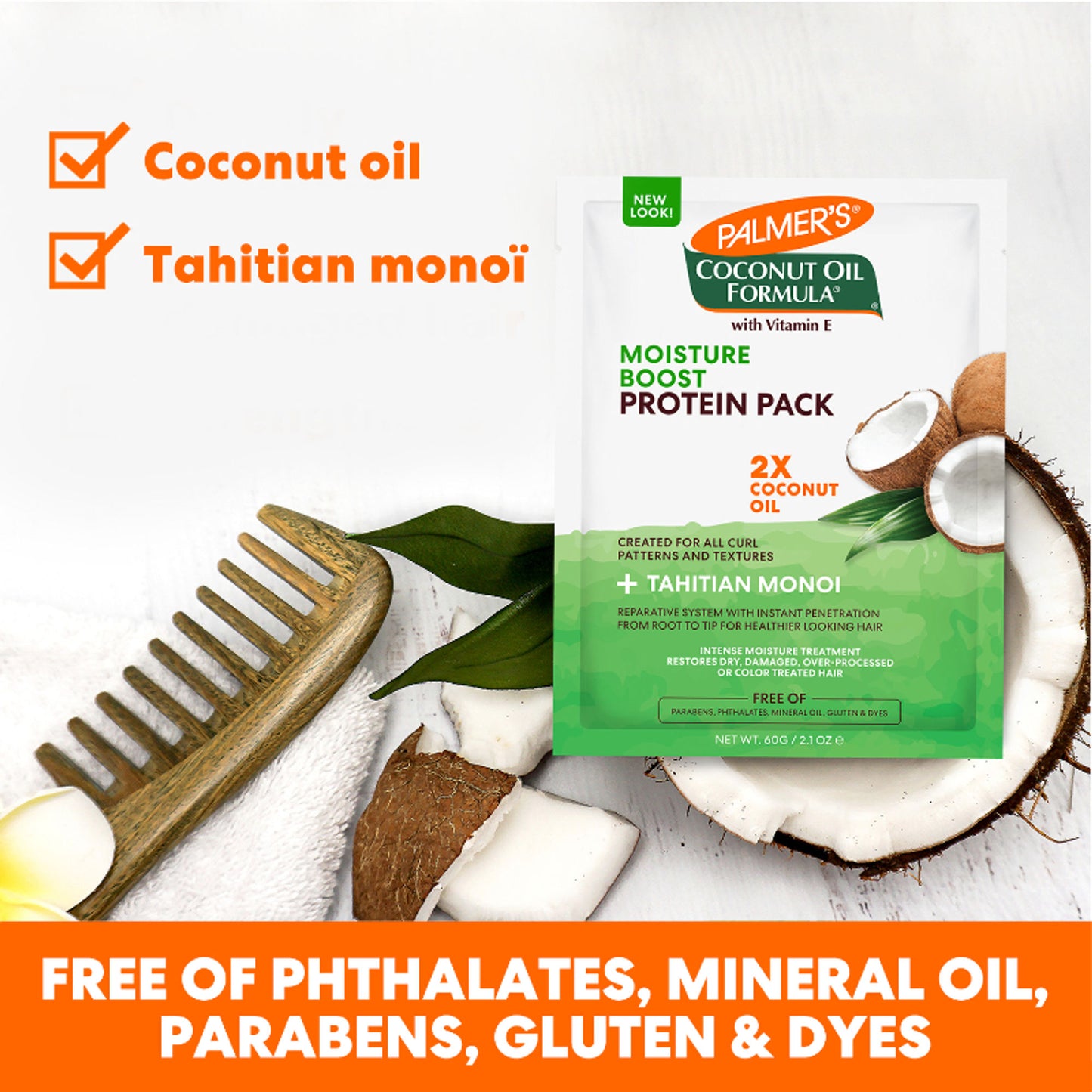 Palmer's Coconut Oil Conditioner Pack For Moisture Boost Of Dry, Damaged & Colour Treated Hair