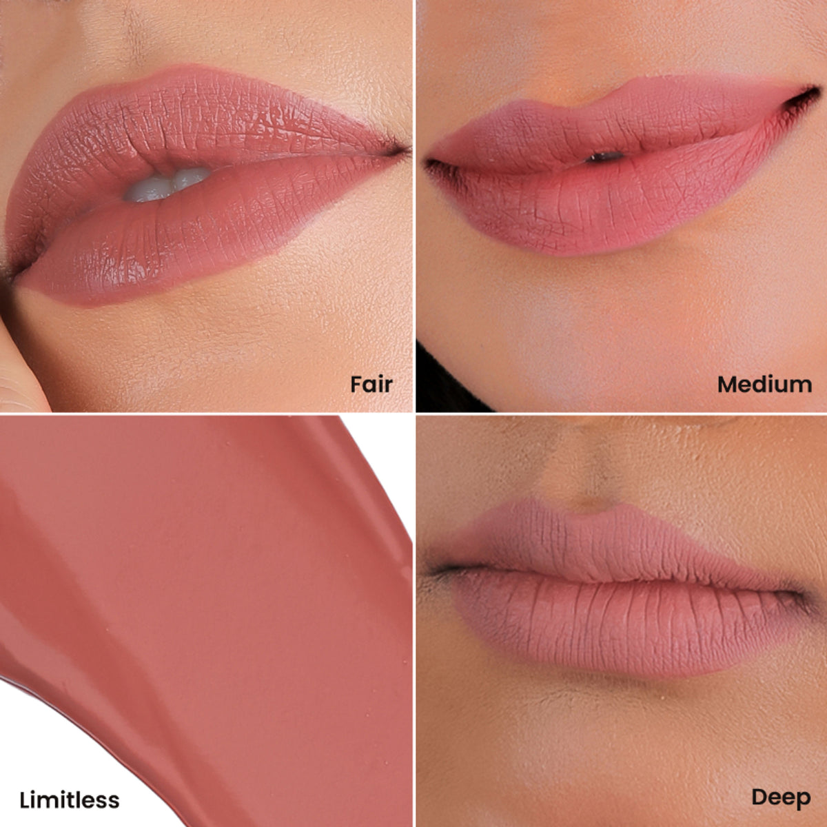 La Mior Can Do It All Velvet Liquid Lipstick in Limitless shade, showing a sleek tube and applicator with vibrant lipstick inside.