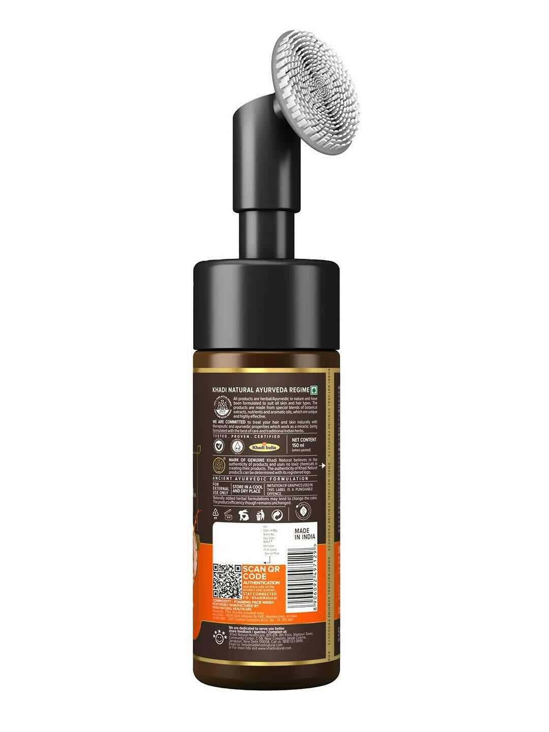 Khadi Natural Vitamin C Foaming Face Wash with In- Built Face Brush - Indyancart