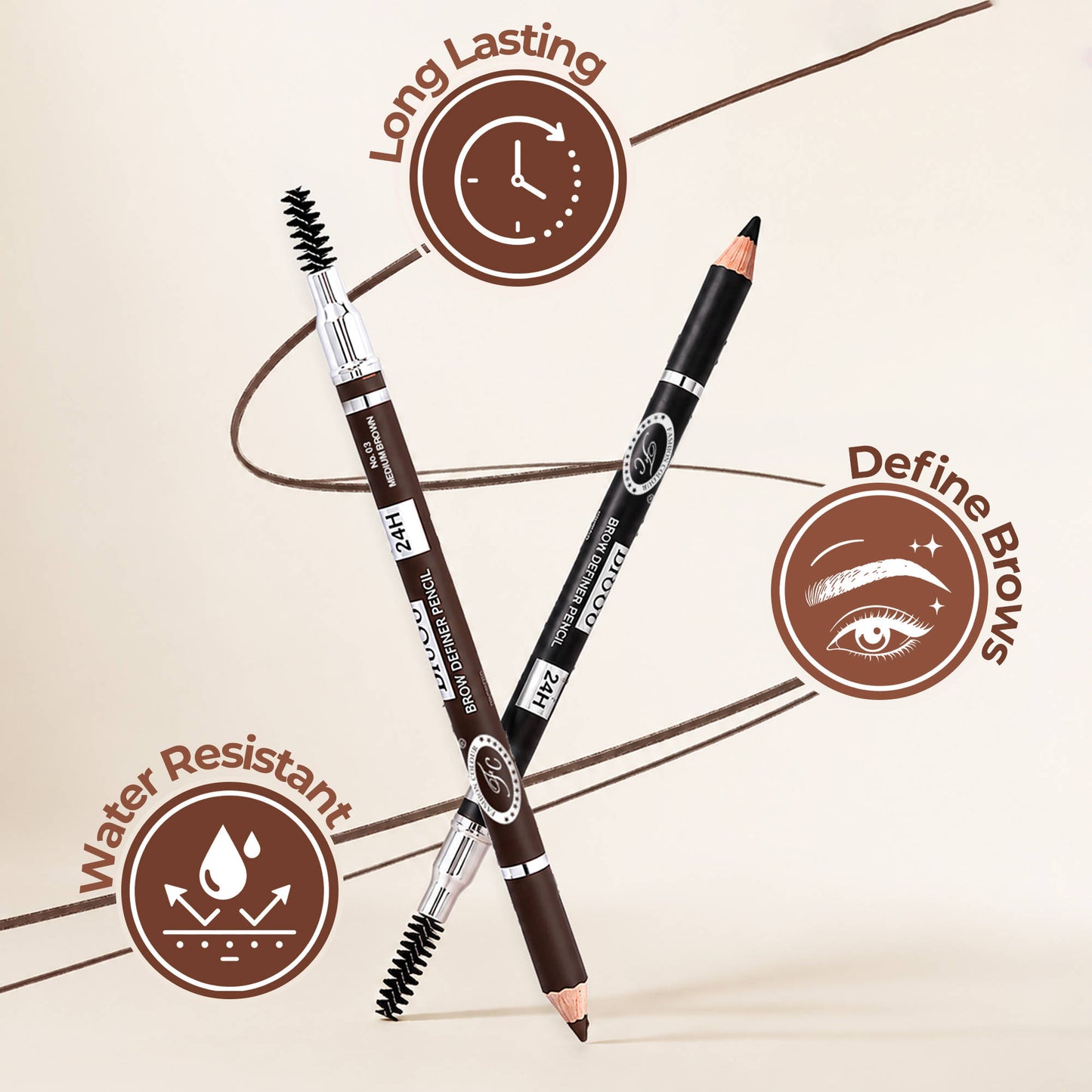 FASHION COLOUR Colour Brow Definer Pencil With Spoolie - Chocolate Brown