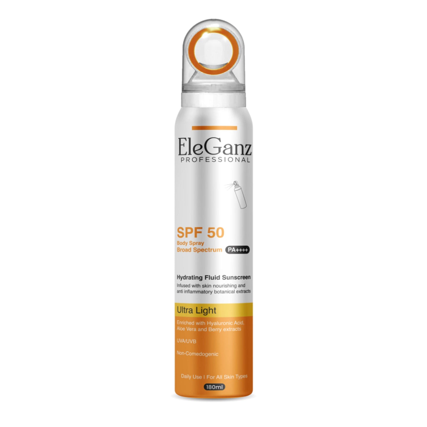 Eleganz Professional Hydrating Sunscreen Spray SPF 50 PA++++ With Hyaluronic Acid, Aloe Vera Extract