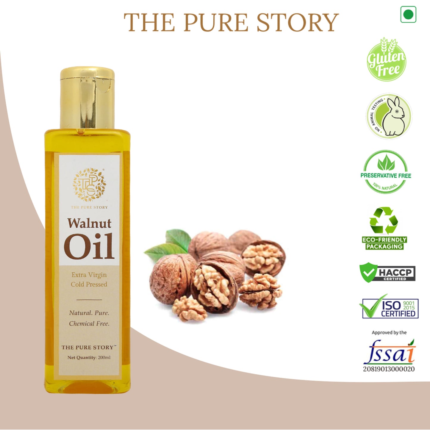 The Pure Story Natural Cold Pressed Oil for Hair & Skin with Walnut