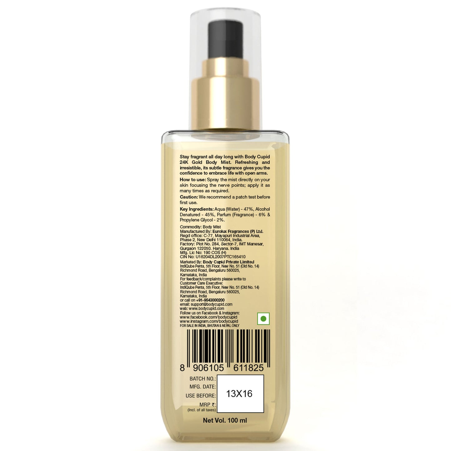 Body Cupid 24k Gold Body Mist(100ml)