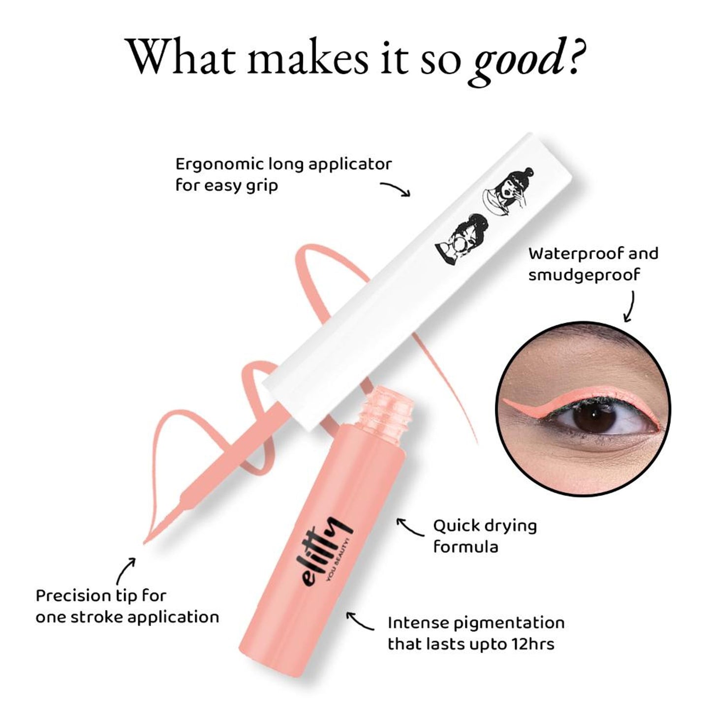 Elitty Matte Pop Coloured Eyeliner - Love Peach